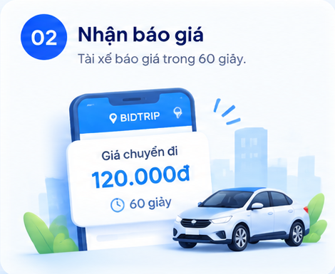 Bước 2: Nhận báo giá - Tài xế báo giá trong 60 giây